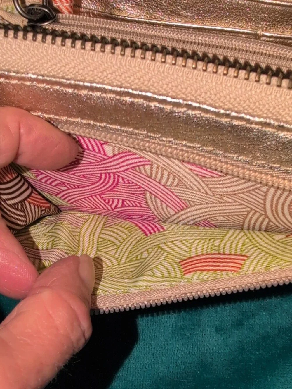 The Sak Metallic Gold Leather Zip Wallet